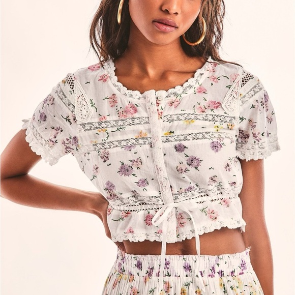 LoveShackFancy Tops - LoveShackFancy Farley Crop Top